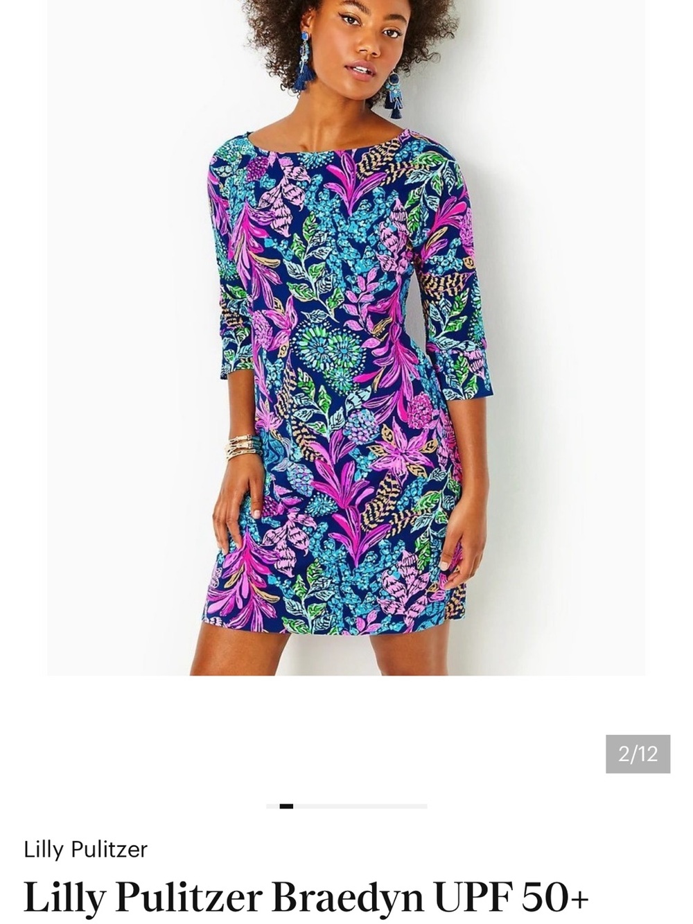NWT Lilly Pulitzer Braedyn UPF 50+ Dress Aegean Navy Calypso Coast Chilly Lilly.